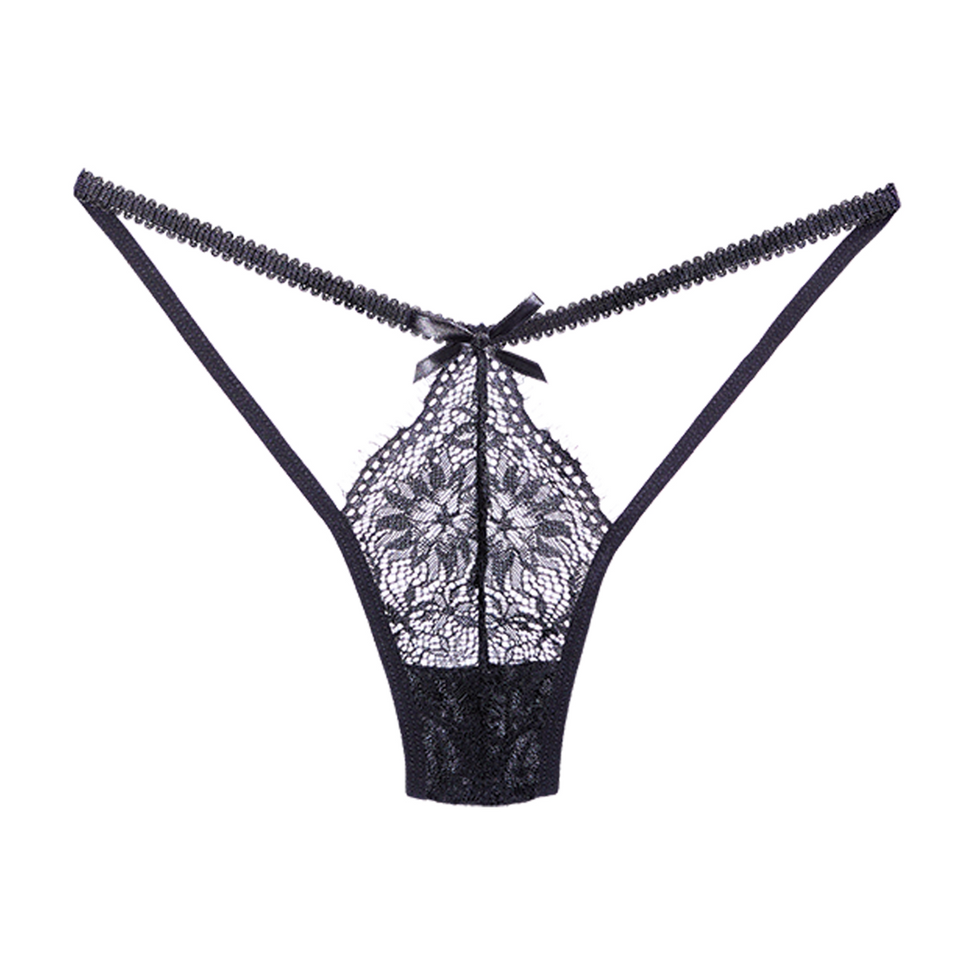 Lace Thong - One Size - Black