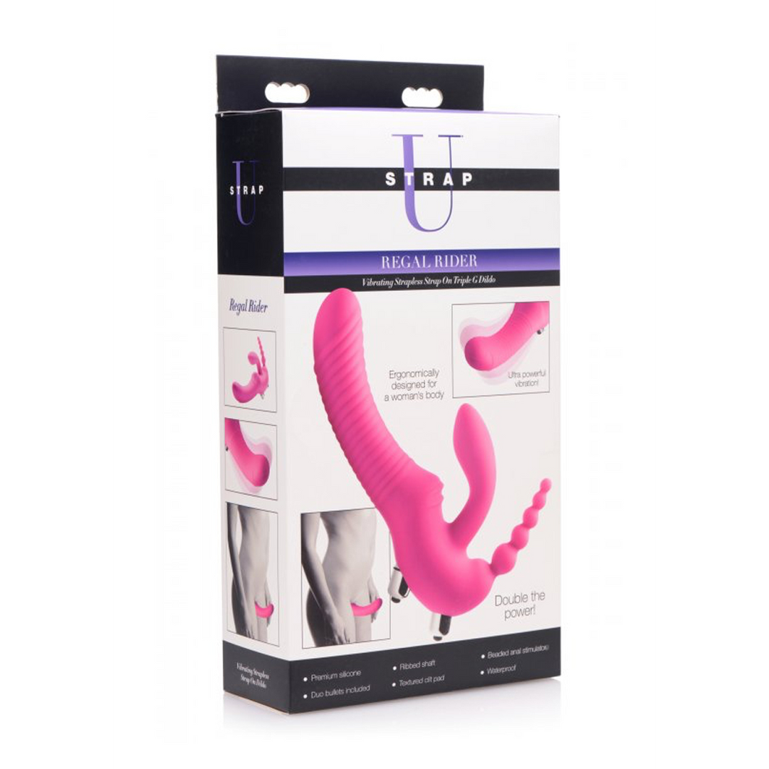 Strap U - Regal Rider - Triple Vibrerende Silicone Strapless Strap-On