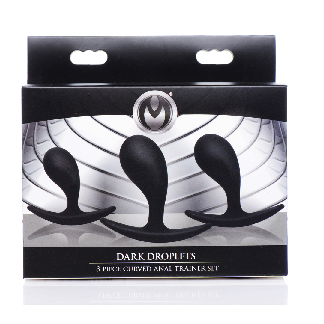 Master Series - Dark Droplets - 3-delige Gebogen Anale Trainer Set - Zwart