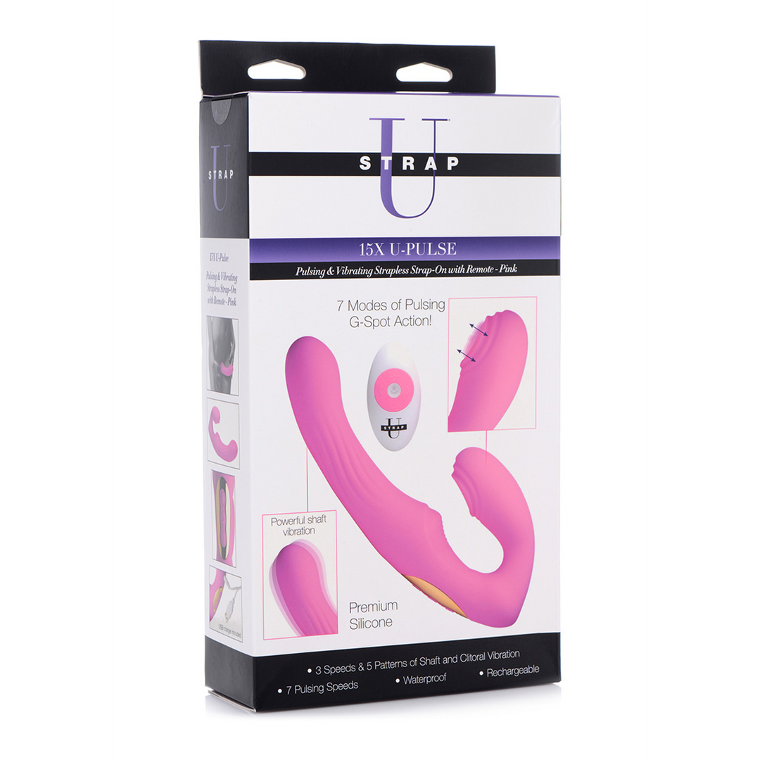 XR Brands - U-Pulse - Siliconen Pulsatie en Vibrerende Strapless Strap-On