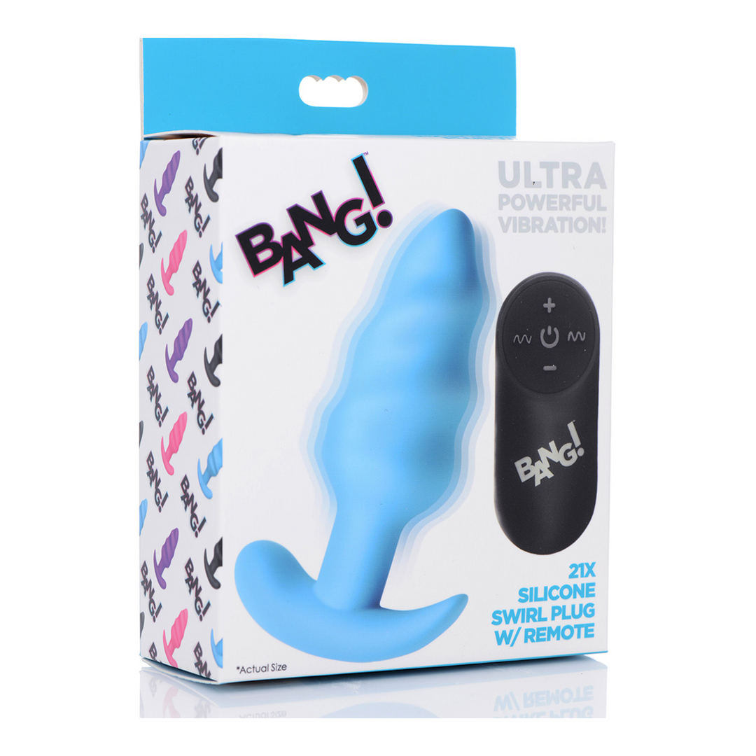 Bang! - Vibrerende Silicone Swirl Butt Plug met Afstandsbediening