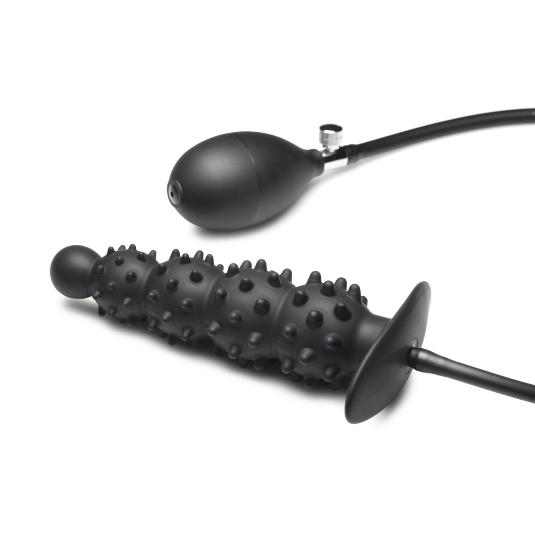 Master Series - Ass Puffer - Nubbed Inflatable Silicone Anale Plug - Zwart