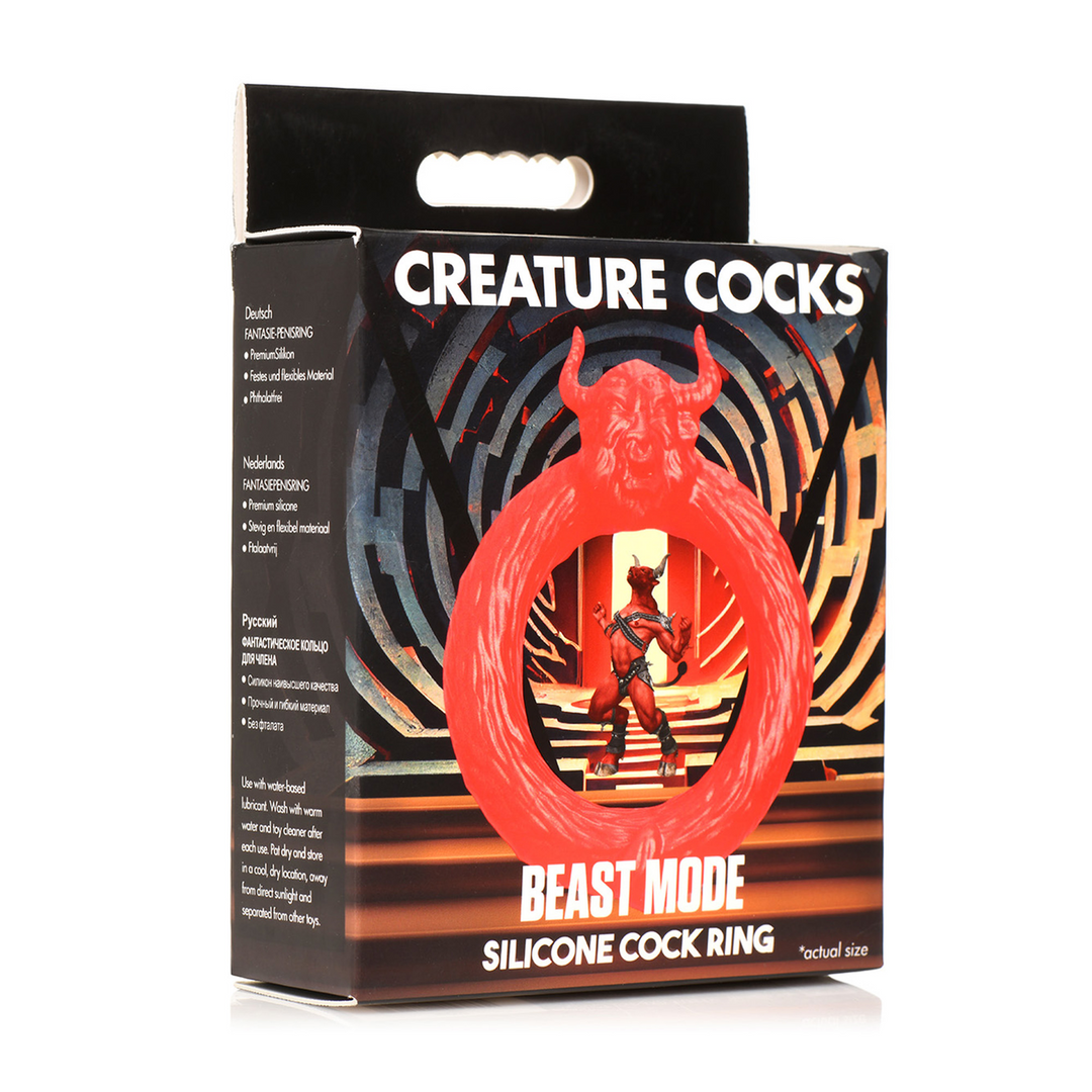 Creature Cocks - Beast Mode - Siliconen Cockring - Rood