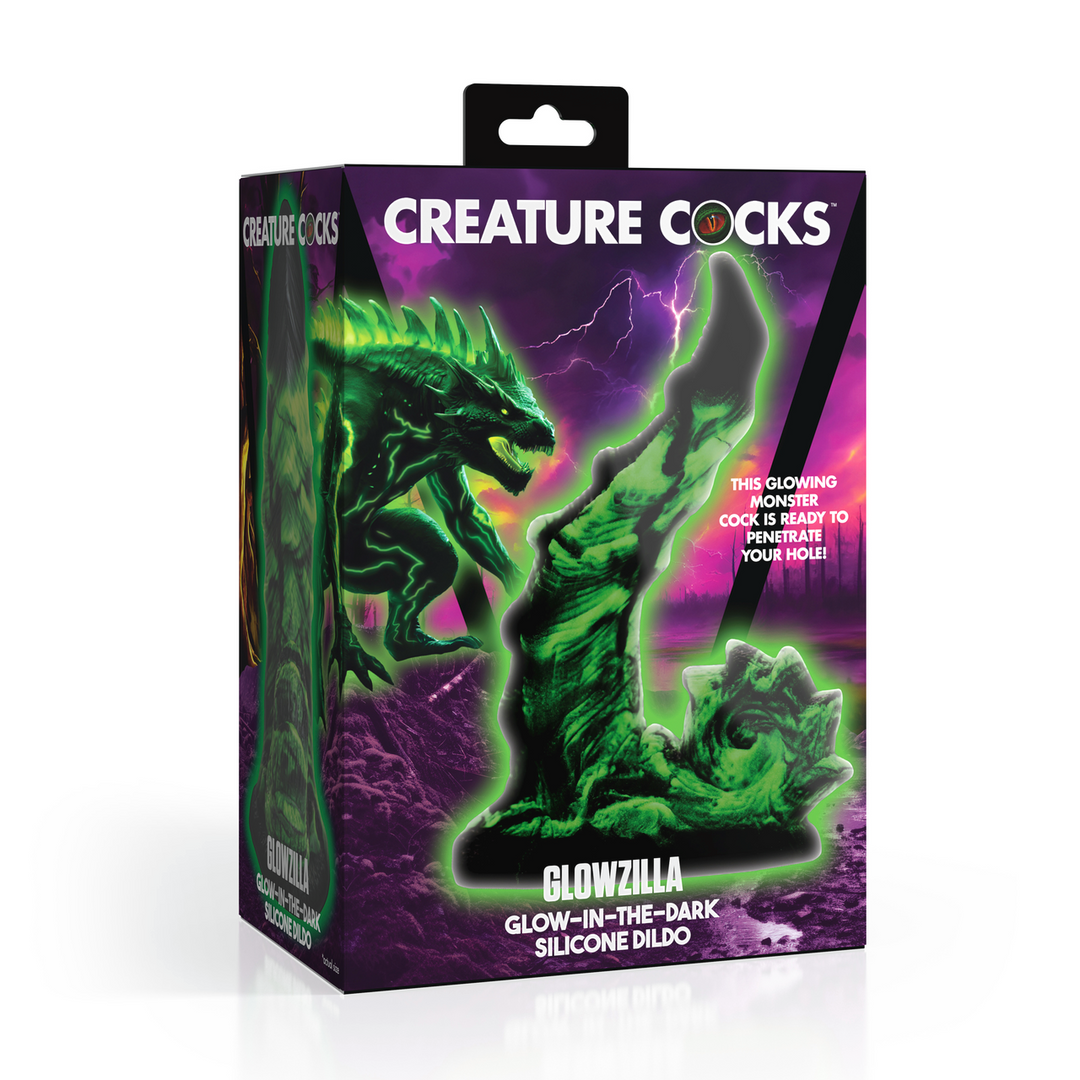 Creature Cocks - Glowzilla - Glow-in-the-Dark Siliconen Dildo - Groen/Zwart