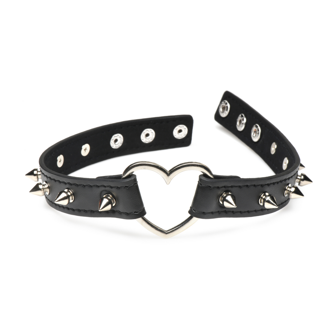 Master Series - Spiked Heart Choker - Zwart