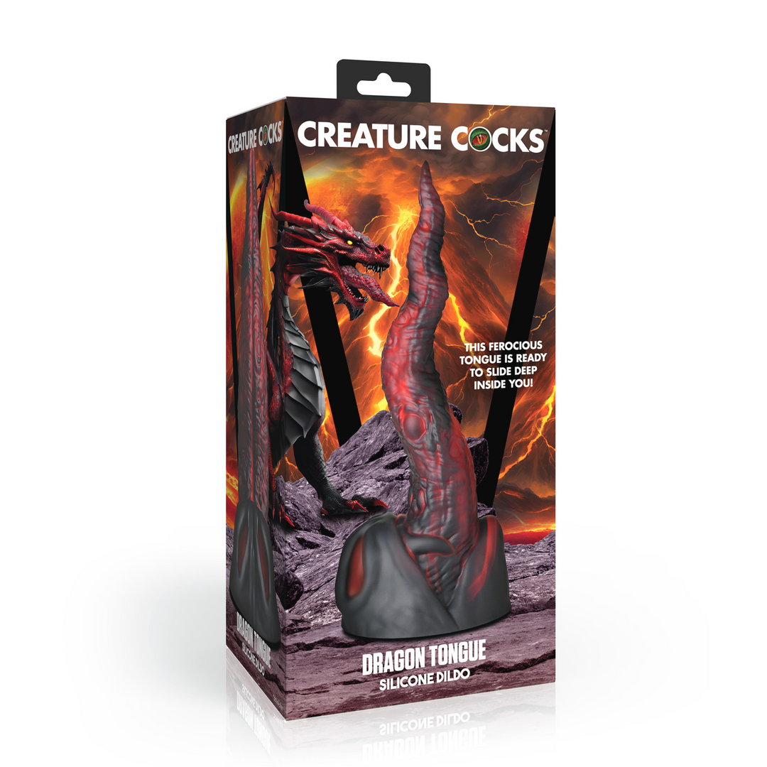 Creature Cocks - Dragon Tongue - Siliconen Dildo - Rood/Zwart