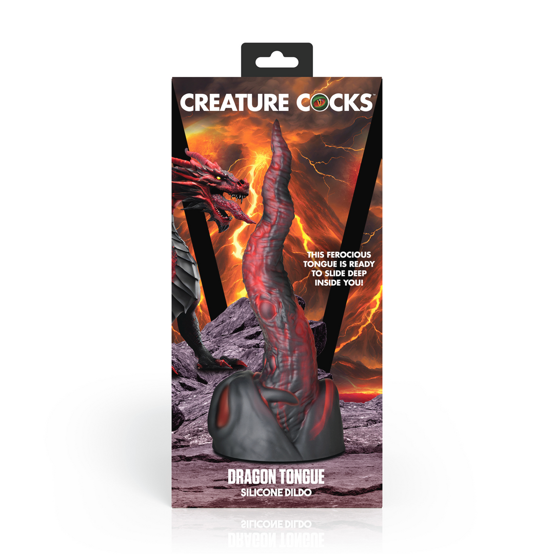 Creature Cocks - Dragon Tongue - Siliconen Dildo - Rood/Zwart
