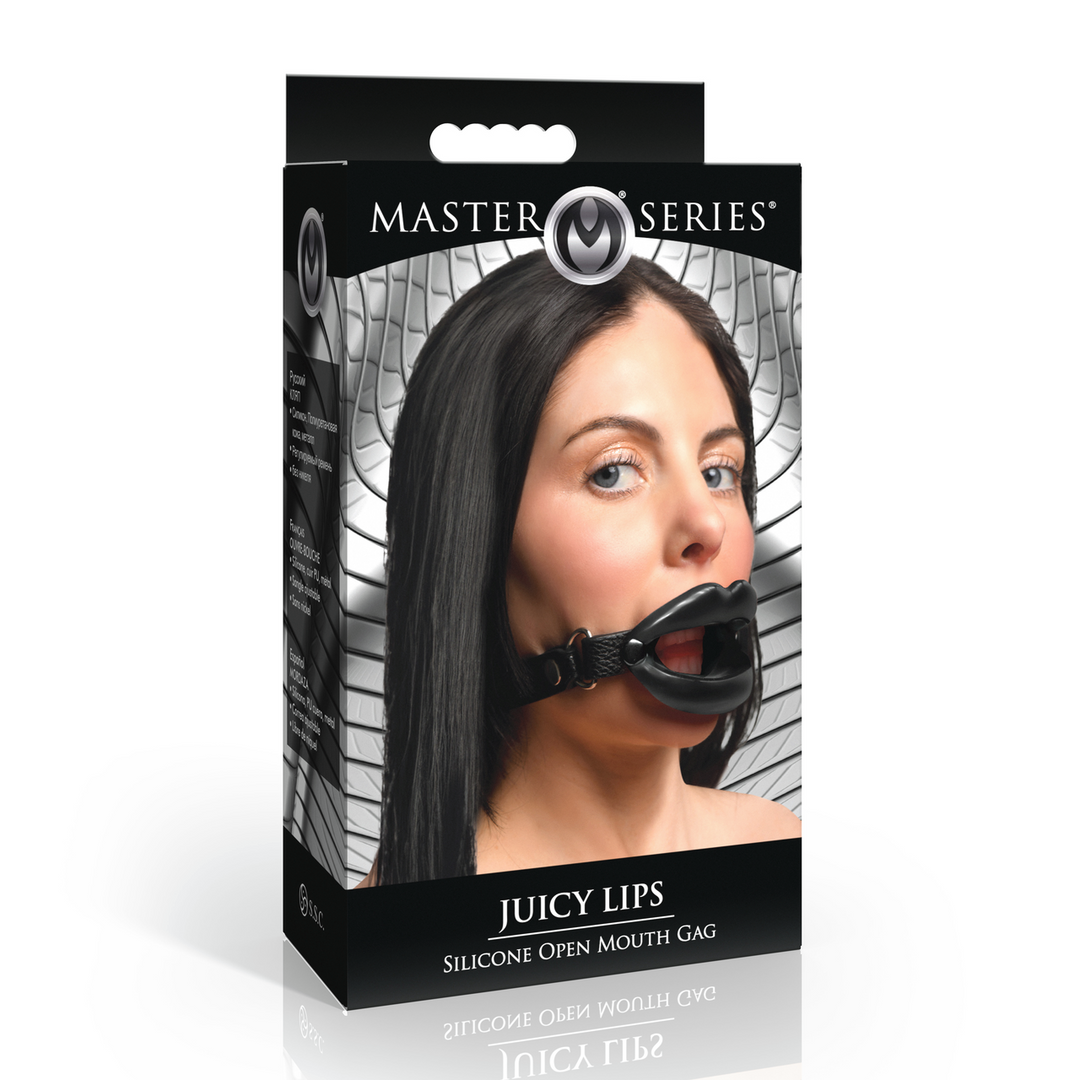Master Series - Juicy Lips - Siliconen Open Mond Gag - Zwart