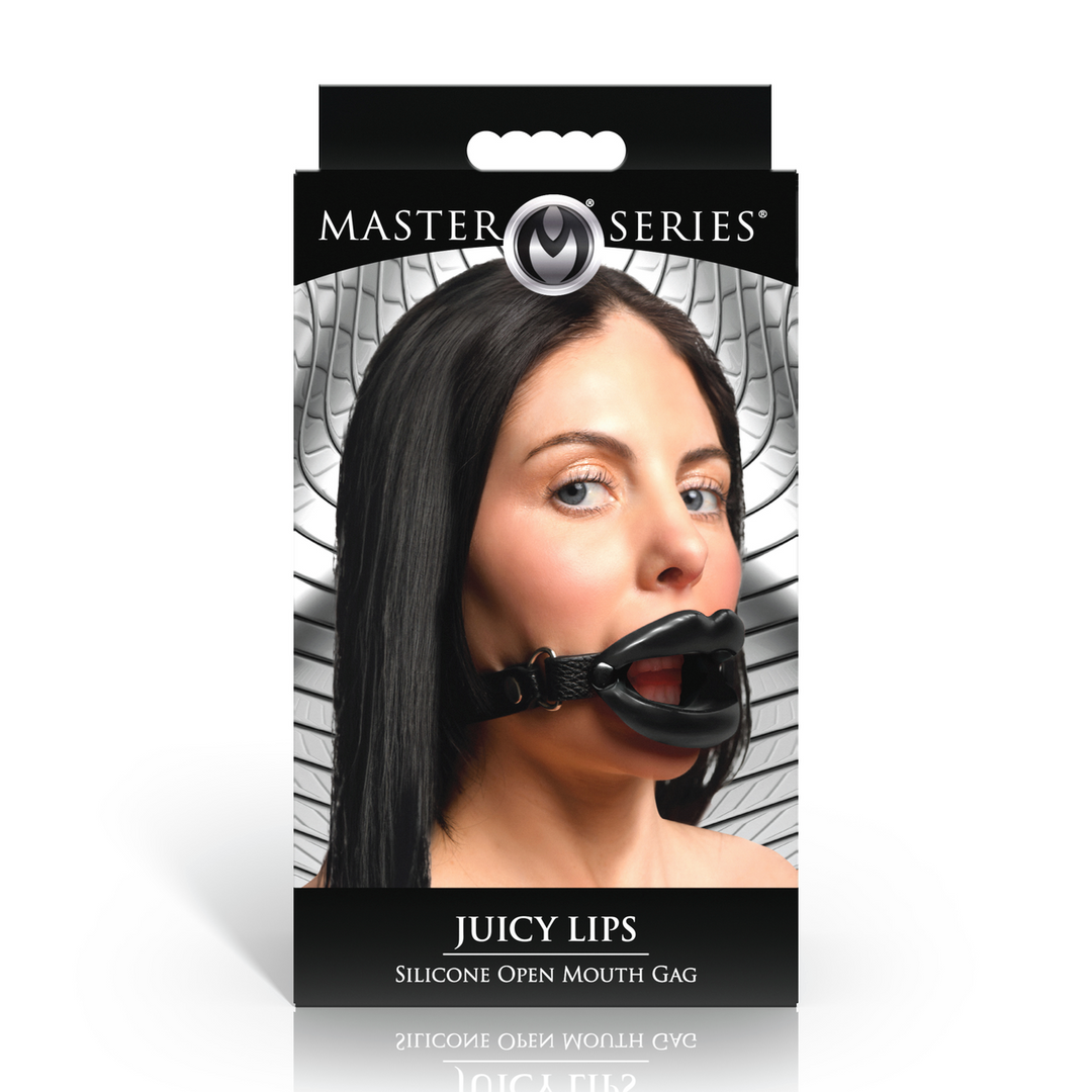 Master Series - Juicy Lips - Siliconen Open Mond Gag - Zwart