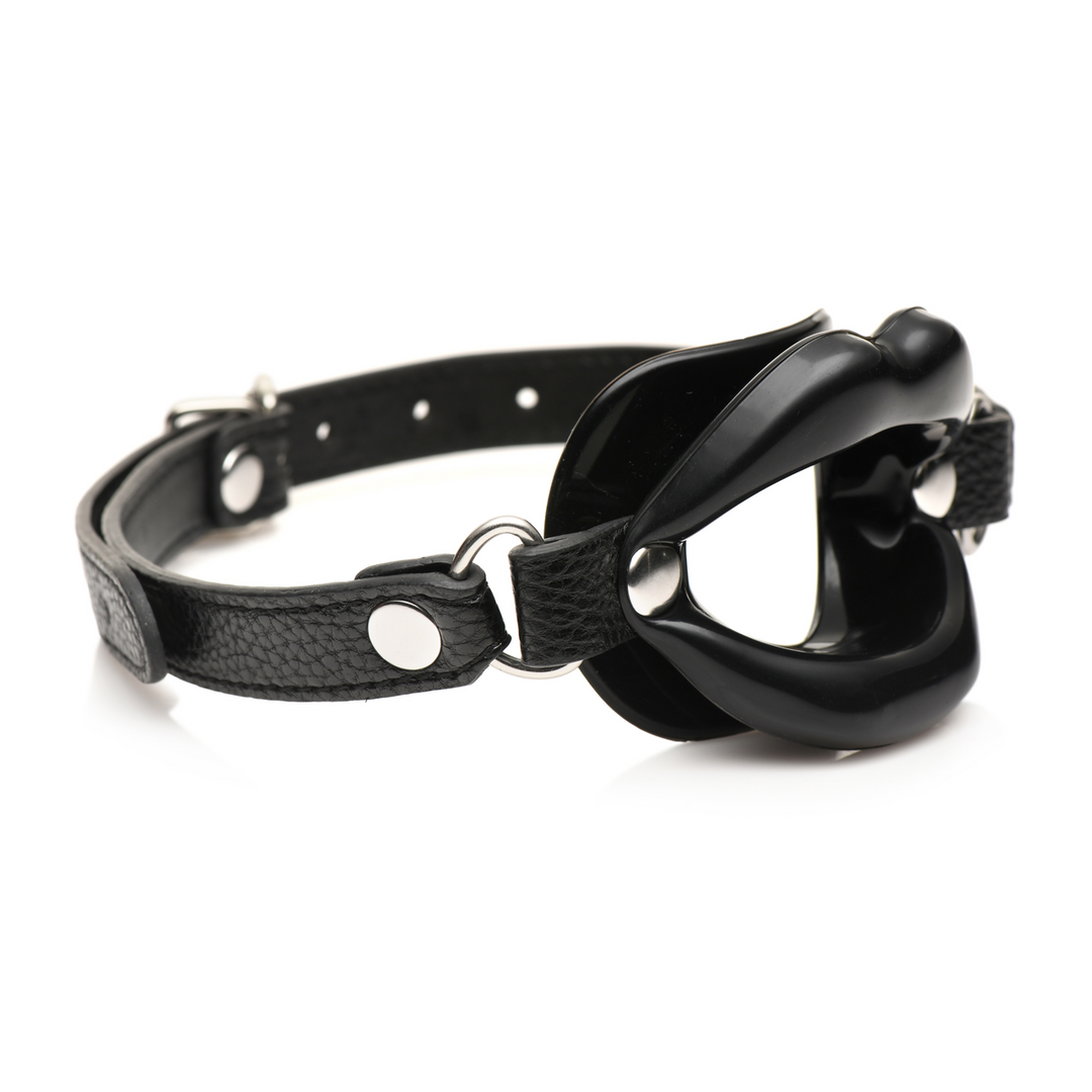 Master Series - Juicy Lips - Siliconen Open Mond Gag - Zwart