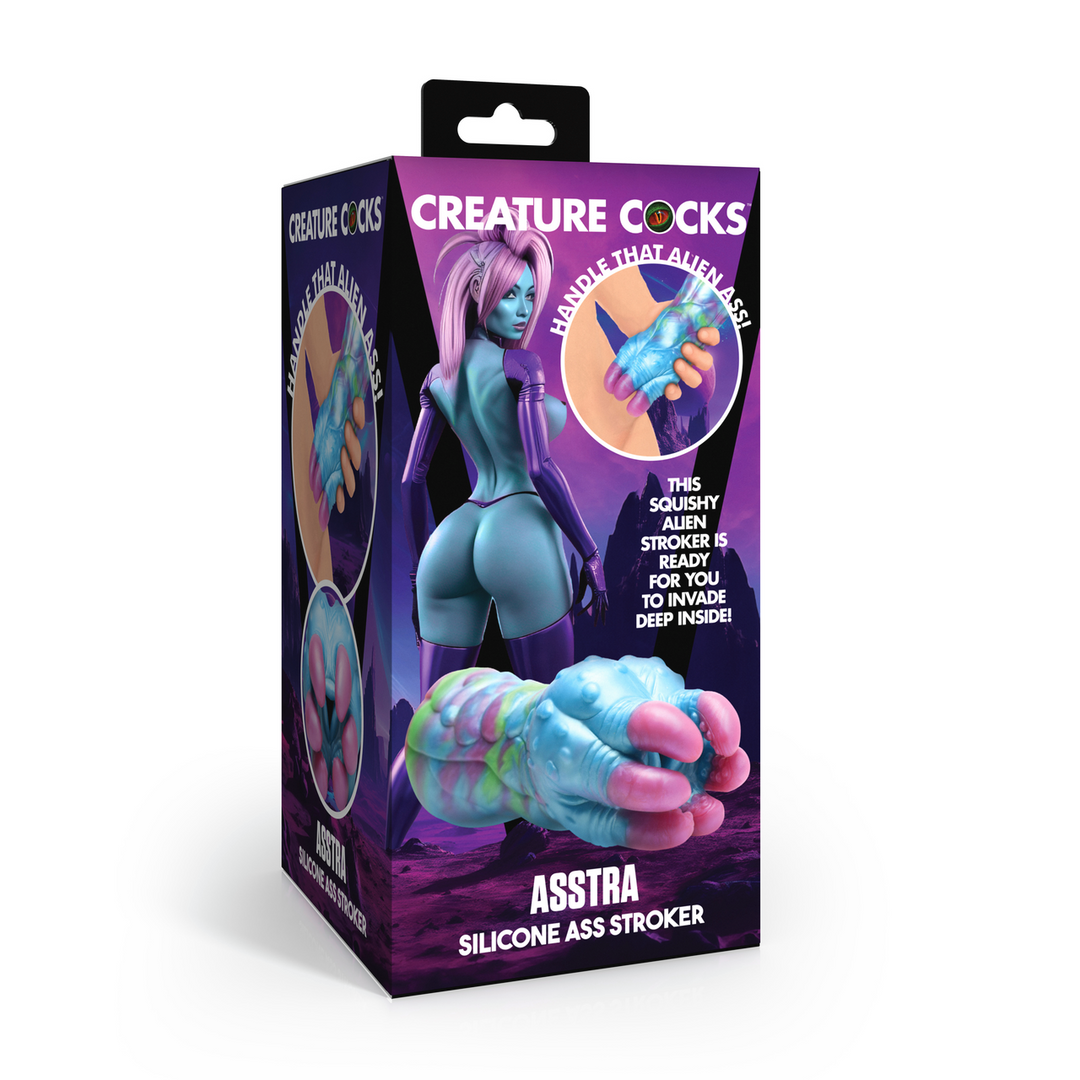 Creature Cocks - Asstra - Siliconen Achterste Stroker - Blauw/Paarse