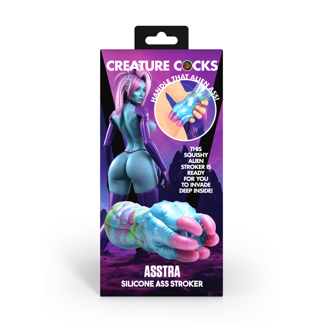 Creature Cocks - Asstra - Siliconen Achterste Stroker - Blauw/Paarse