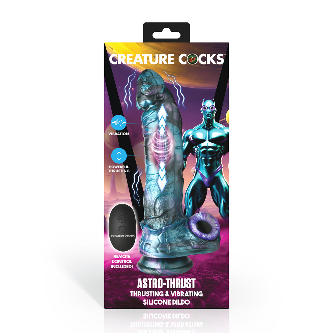Creature Cocks - Astro-Thrust - Duwende en Vibrerende Siliconen Dildo - Blauw/Paarse