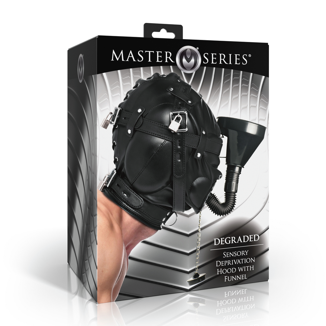 Master Series - Degraded - Sensorische Deprivatie Kap met Trechter - Zwart