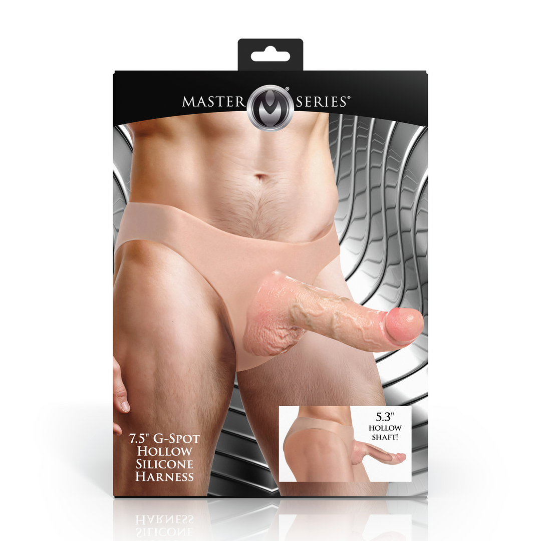 Master Series - Gebogen Holle Siliconen Strap-On Harnas - 7,5 / 19 cm