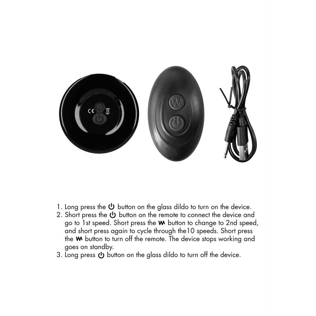 Chrystalino  - Rimly - Vibrerende Glazen Buttplug met Zuignap