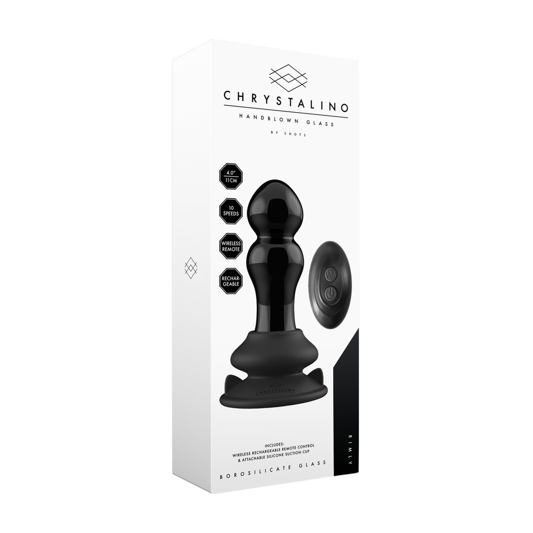 Chrystalino  - Rimly - Vibrerende Glazen Buttplug met Zuignap