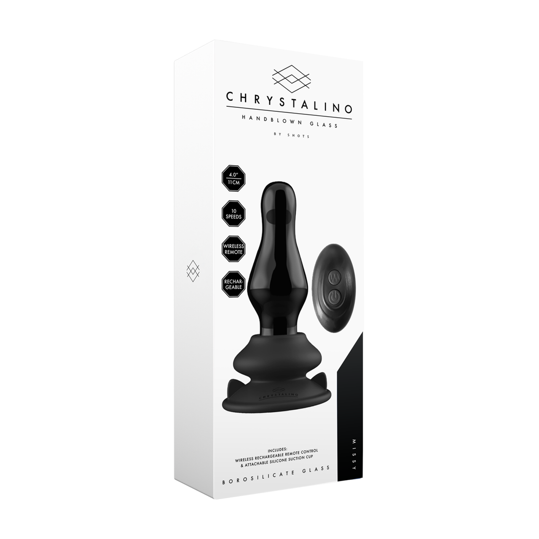 Chrystalino  - Missy - Vibrerende Glazen Butt Plug met Zuignap