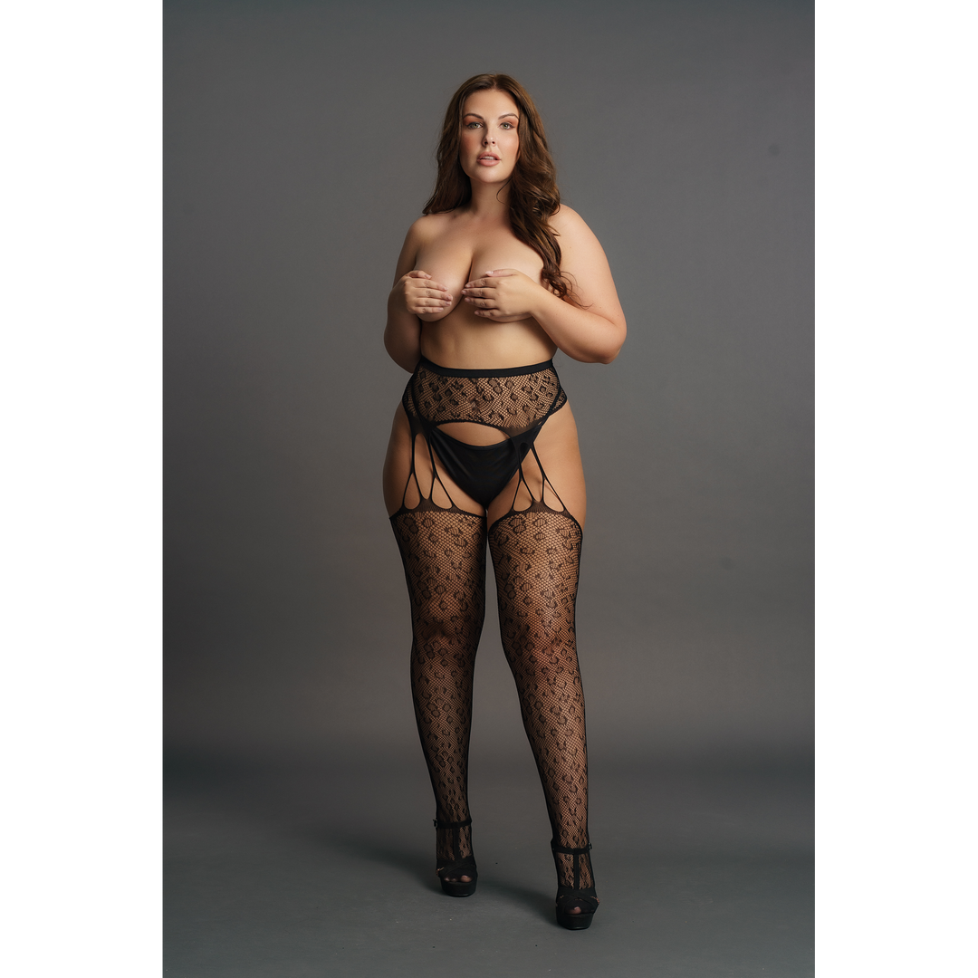 Classic  - Suspender Leopard Panty's - Plus Size