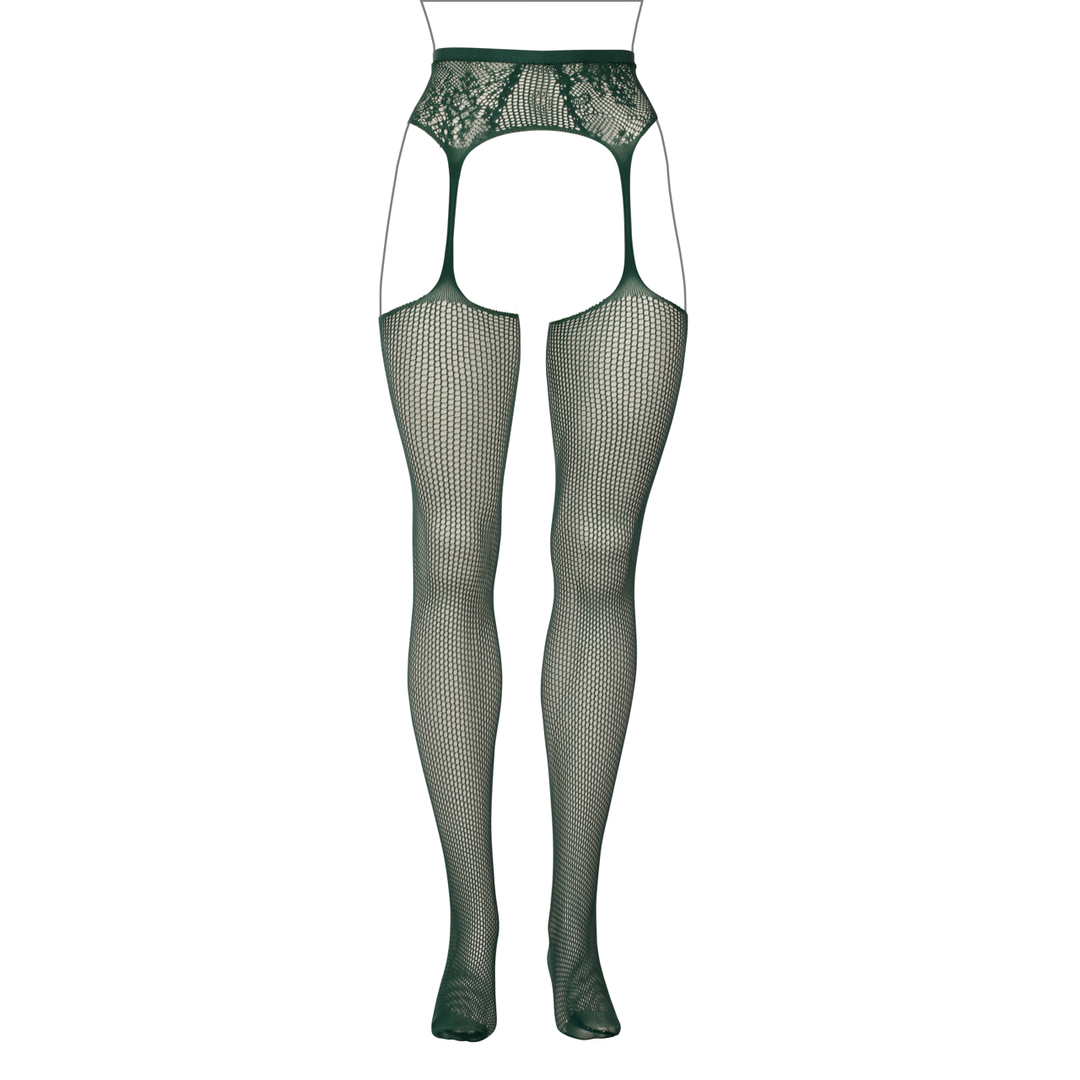 Fishnet and Lace Garterbelt Stockings - Queen Size