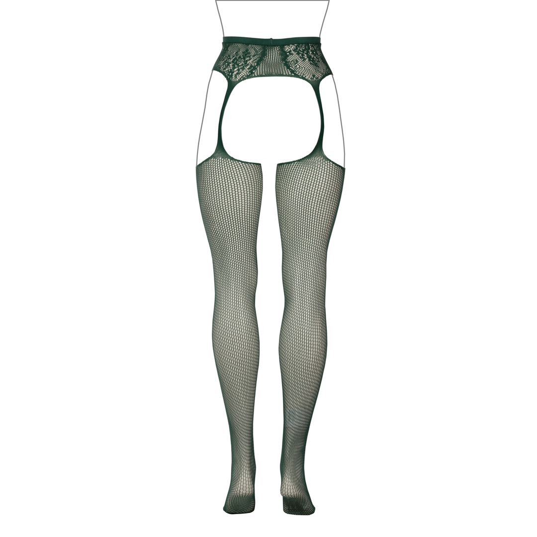 Fishnet and Lace Garterbelt Stockings - Queen Size