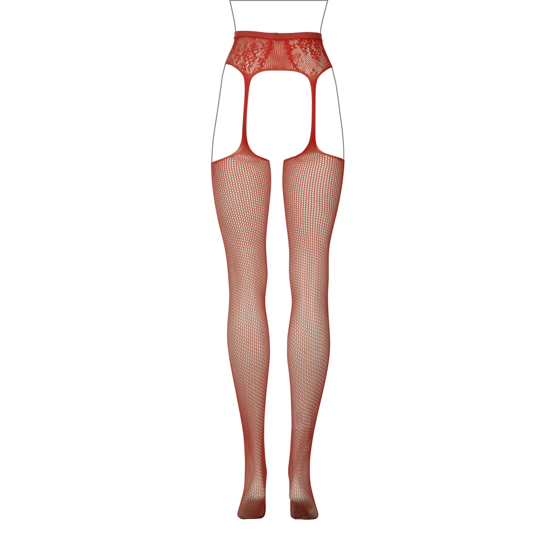 Fishnet and Lace Garterbelt Stockings - One Size