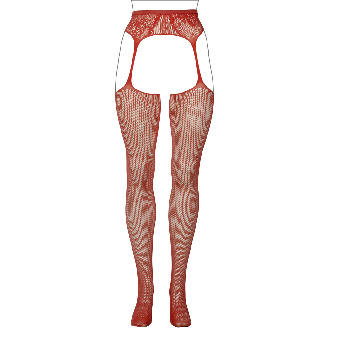 Fishnet and Lace Garterbelt Stockings - Queen Size