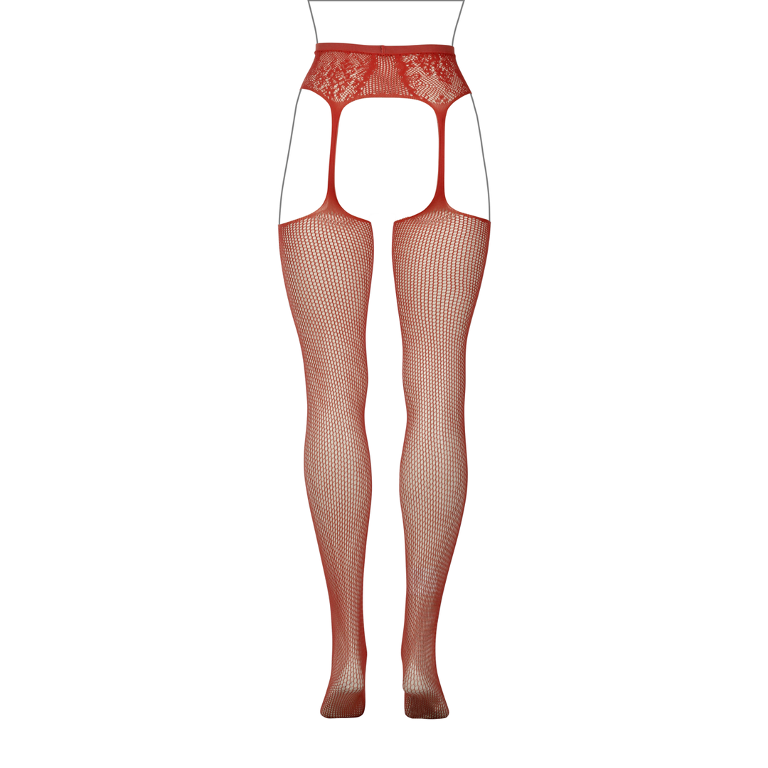 Fishnet and Lace Garterbelt Stockings - Queen Size