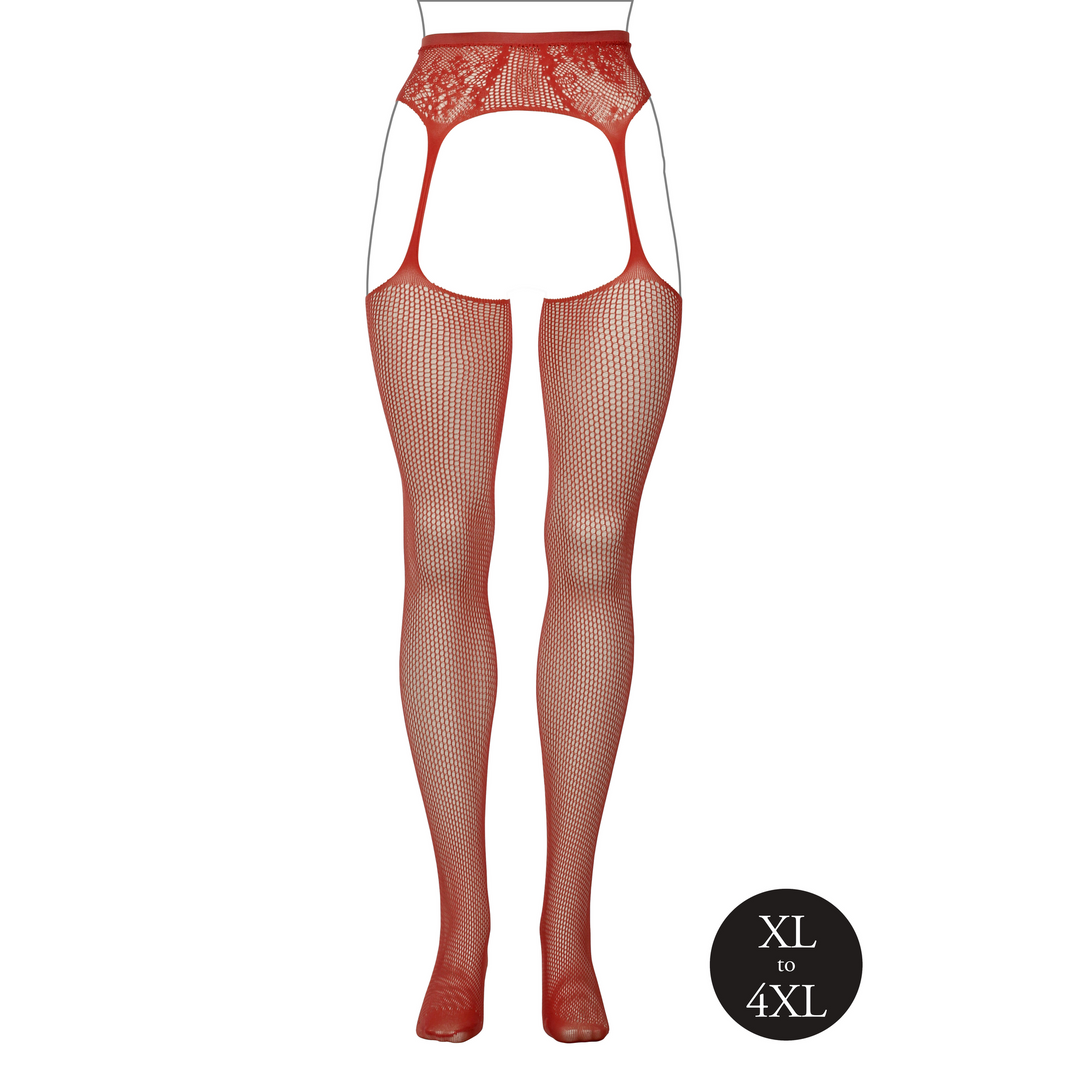 Fishnet and Lace Garterbelt Stockings - Queen Size