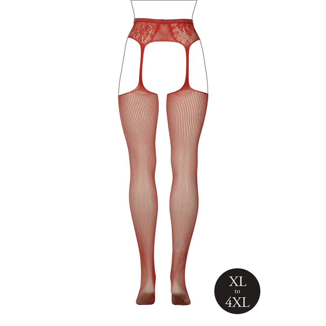 Fishnet and Lace Garterbelt Stockings - Queen Size
