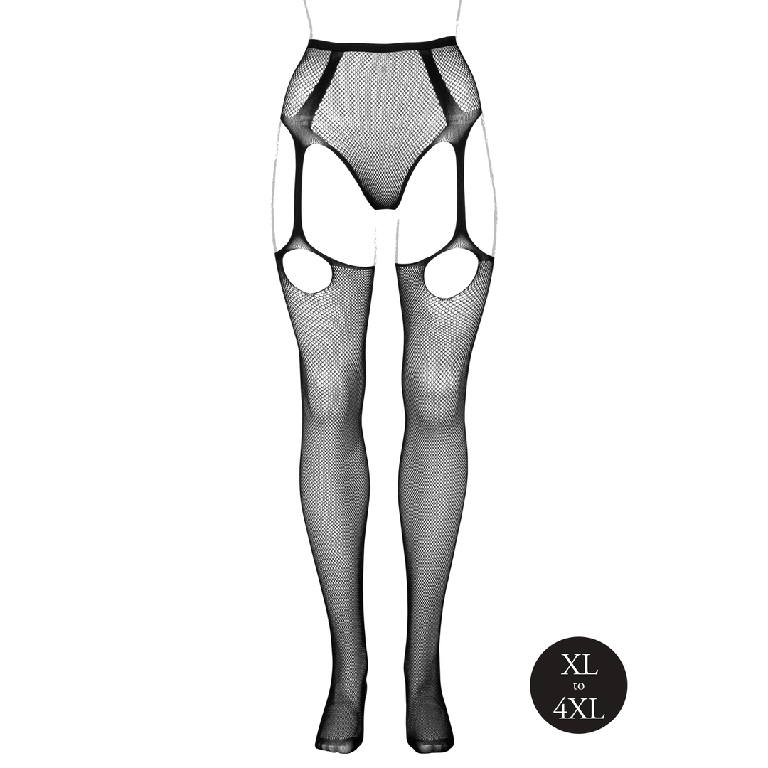 Pantie with Attached Stockings - OSX - Black