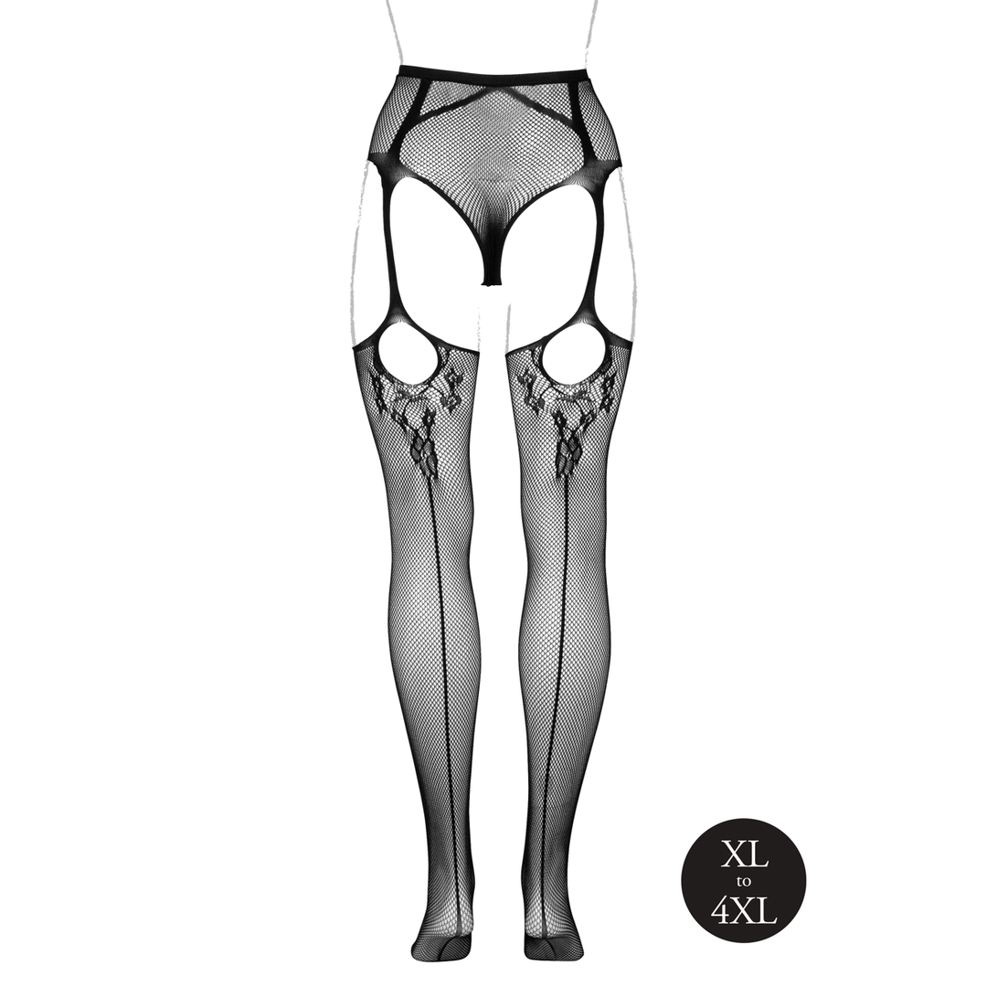 Pantie with Attached Stockings - OSX - Black