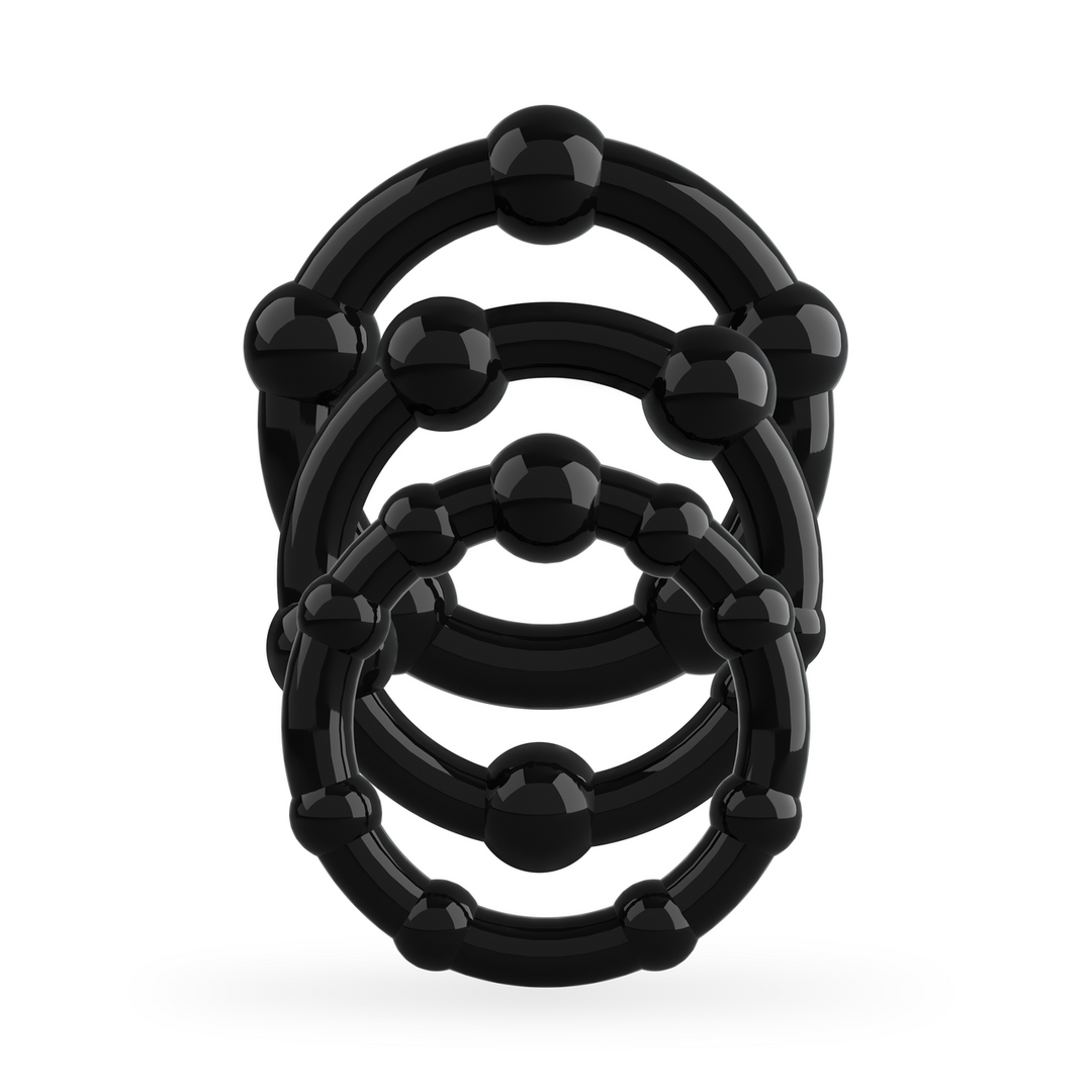 Triple Bead - Cockring Set - Zwart