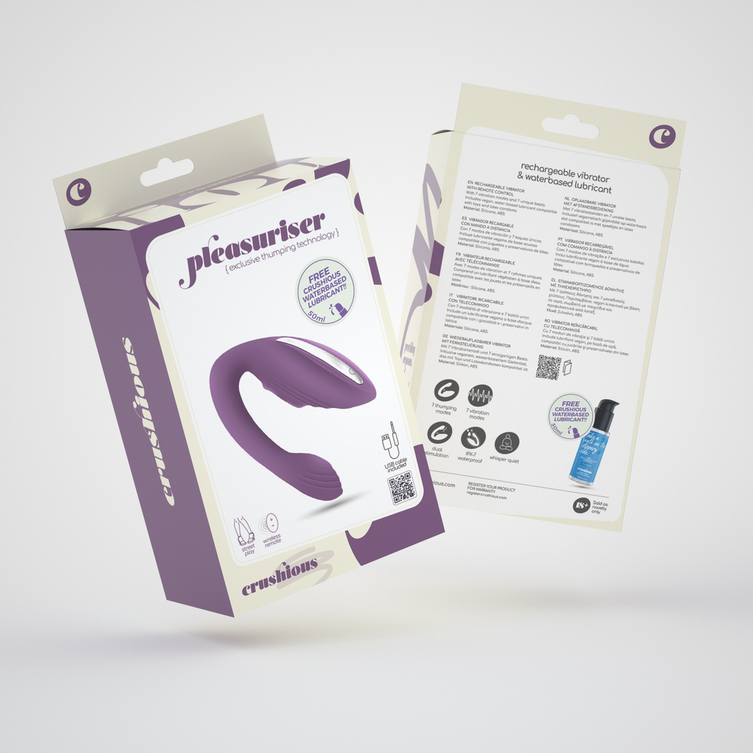 Pleasuriser - Rechargeable Vibrator with Waterbased Lubricant - 1.7 fl oz / 50 ml - Purple