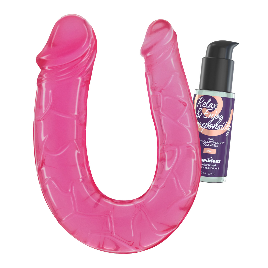 Deep Diver - Double Dildo with Anal Lubricant - 1.7 fl oz / 50 ml - Pink