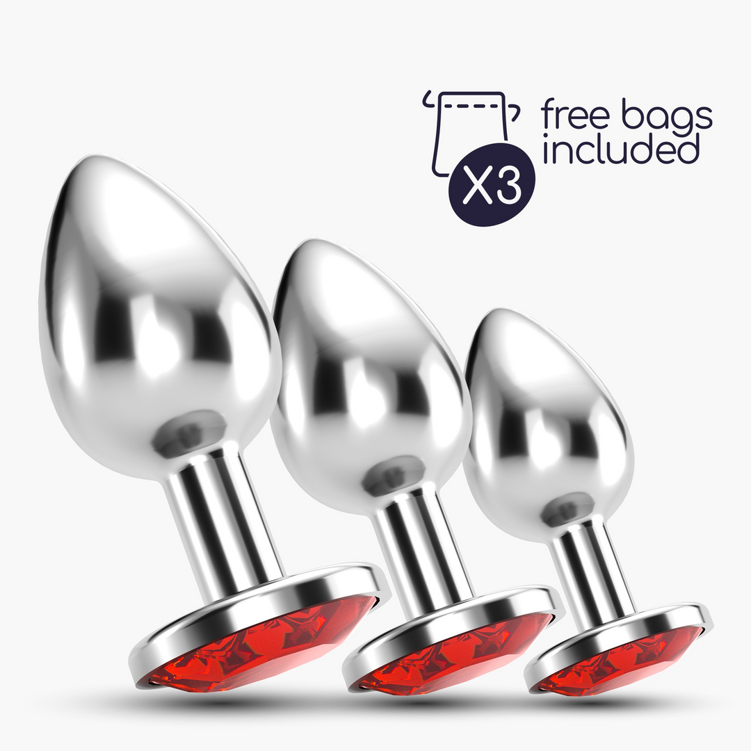Bijou - Anal Train Trio - 3 Jewel Plugs - Rood