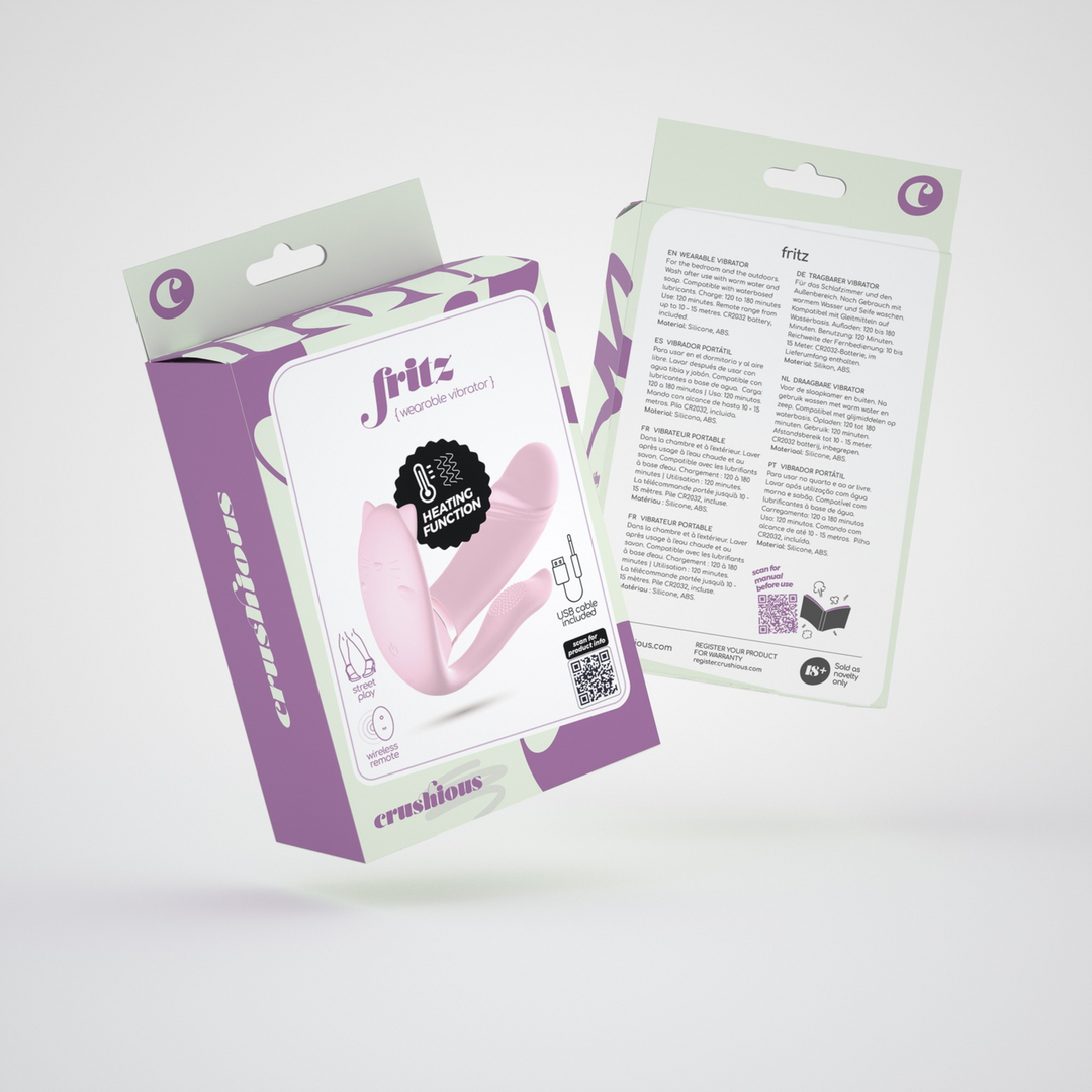 Fritz - Verwarmbare Draagbare Vibrator met Afstandsbediening - Pastelroze