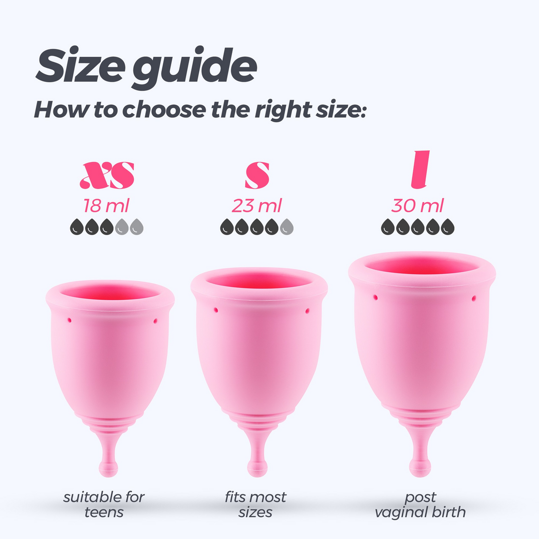 Minerva - Menstruatiecups met Zak - S en L - Roze