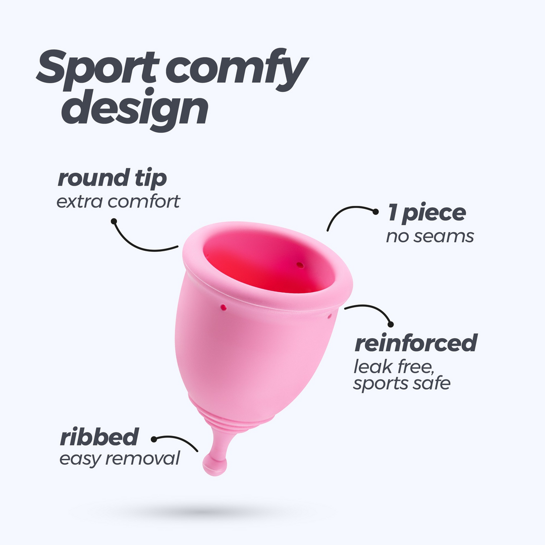 Minerva - Menstruatiecups met Zak en Speelgoedreiniger - S en L - Roze