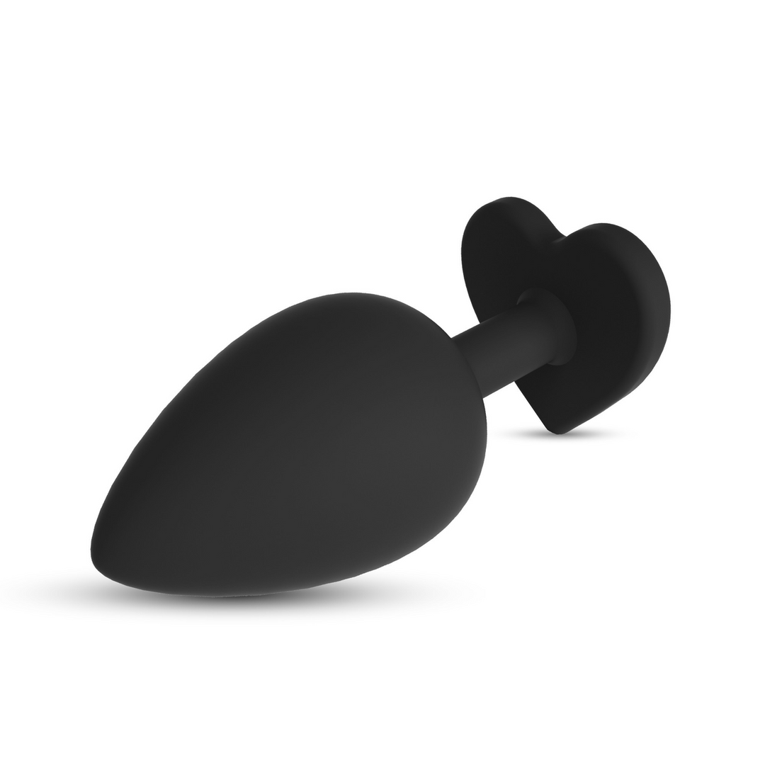 Cuore - Anale Plug met Vier Verwisselbare Edelstenen - Klein - Zwart