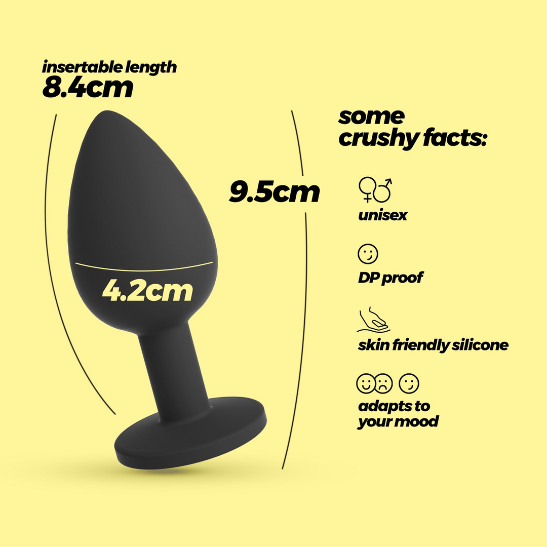 Camileo - Anale Plug met Vier Verwisselbare Edelstenen - Groot - Zwart