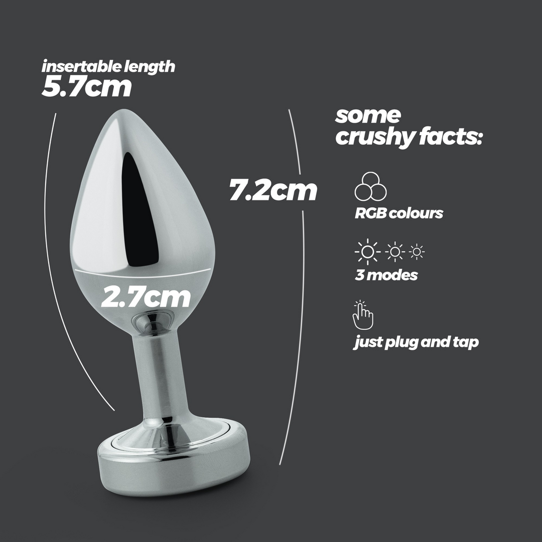 Borealis - Metalen Anale Plug met LED RGB - Klein - Zilver