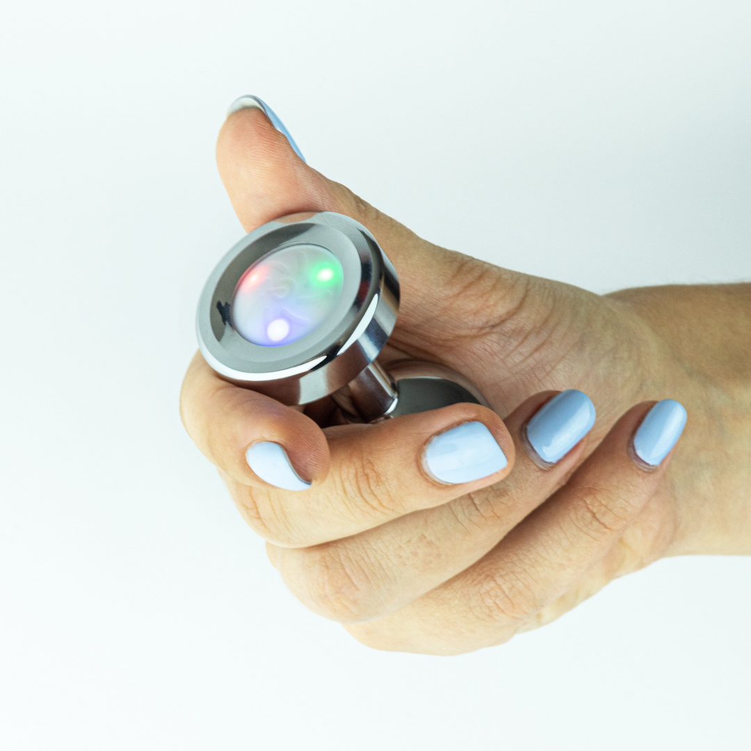Borealis - Metalen Anale Plug met LED RGB - Klein - Zilver