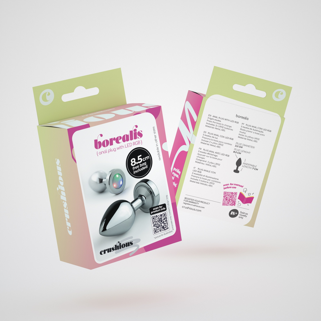 Borealis - Metalen Anale Plug met LED RGB - Medium - Zilver