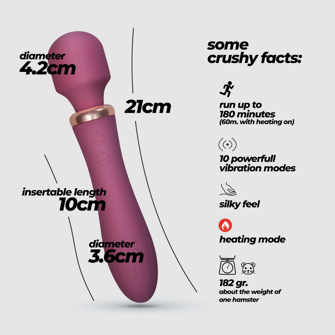 Jinx - Dual Wand Massager met Verwarmingsmodus - Rode Wijn