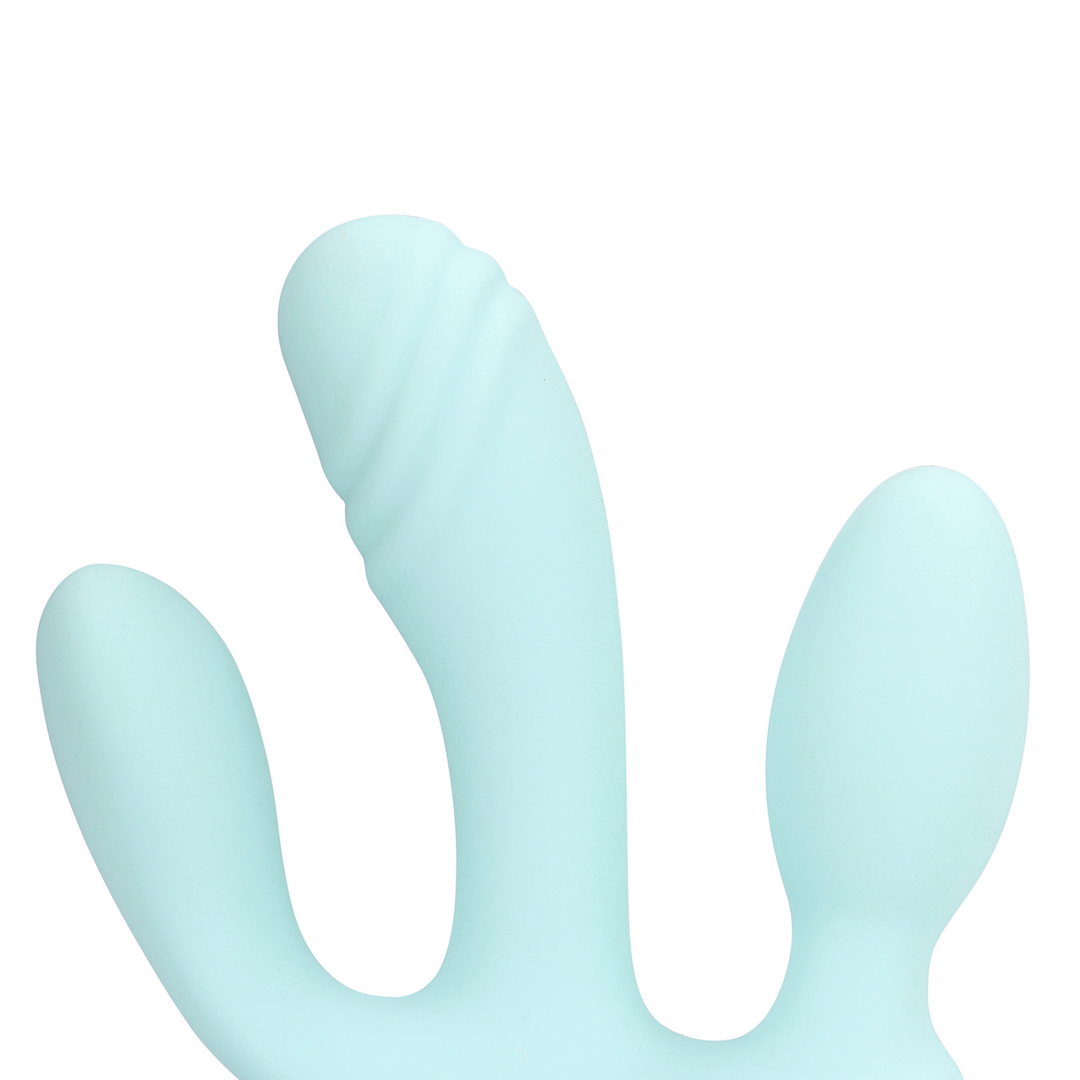 Three-In-One Liquid Silicone Vibrator - Breezy Blue