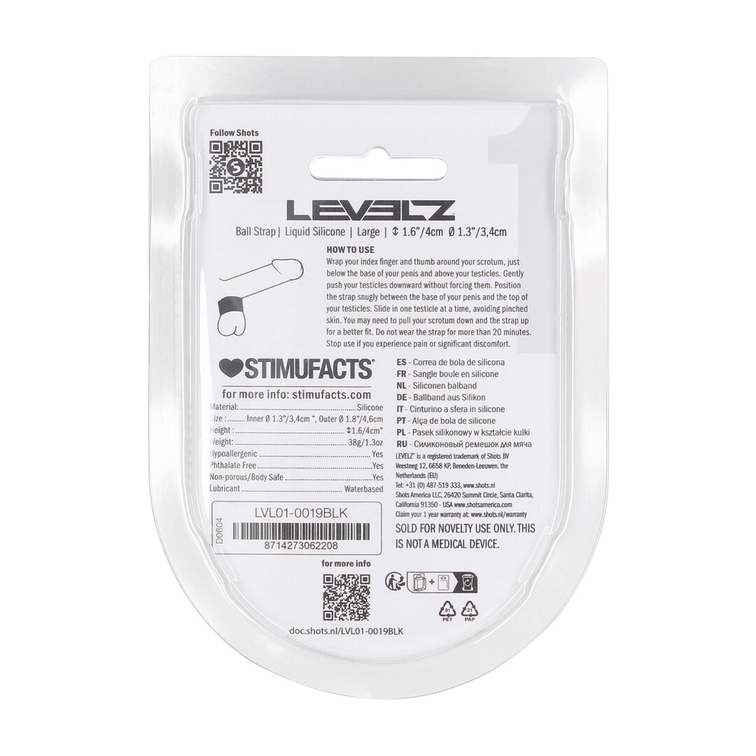Vloeibare Siliconen Balriem - L - 34mm - Zwart