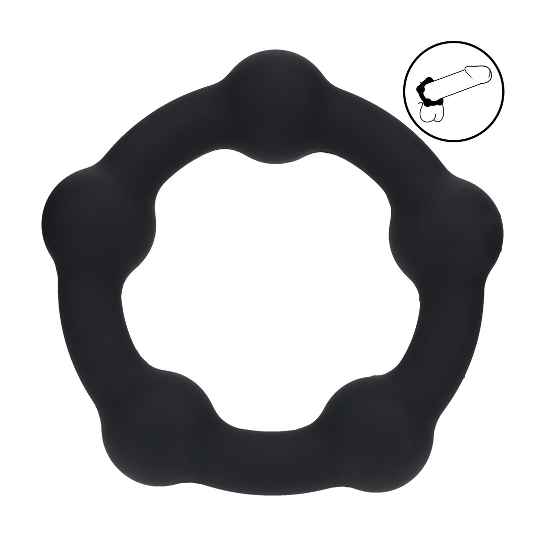 Kralen Silikon Cockring - M - 35mm - Zwart