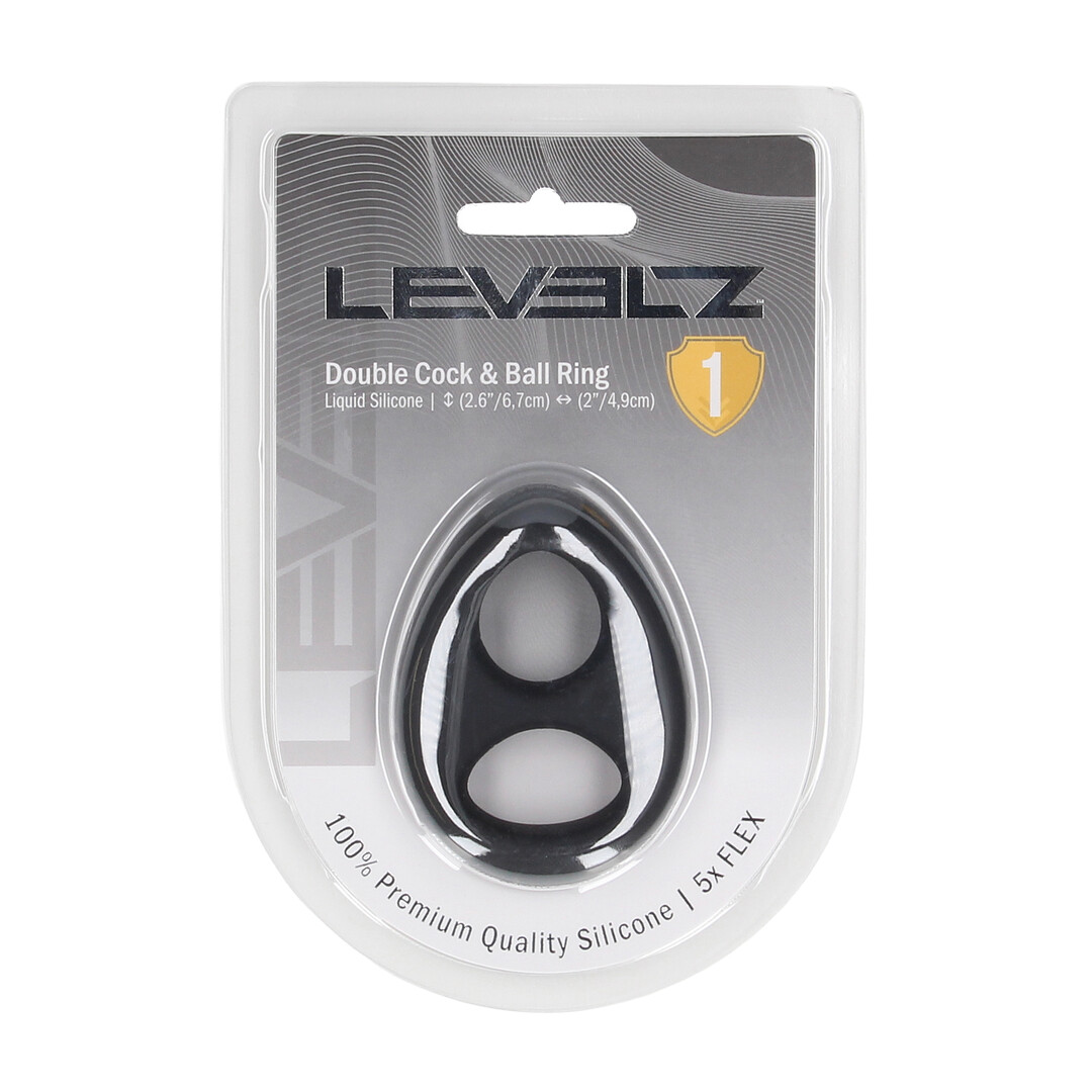 Levelz - Dubbele Vloeibare Siliconen Penis- en Balring - Zwart