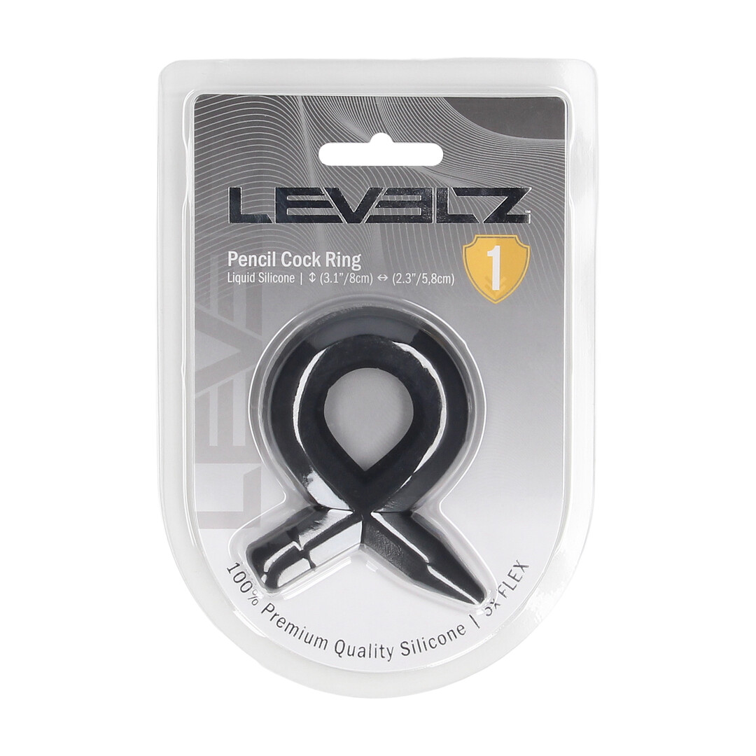 Levelz - Pencil Liquid Silicone Cockring - Zwart